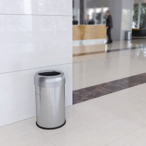 HLS Commercial Open Top Trash Can 13 Gal Plastic/stainless Steel Silver
