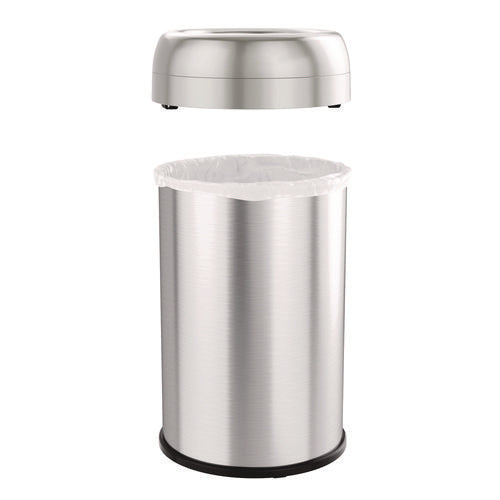 HLS Commercial Open Top Trash Can 13 Gal Plastic/stainless Steel Silver