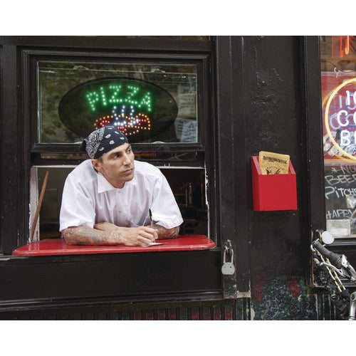 Alpine Industries Led Oval Pizza Sign 23x14 Black Frame Green/orange/red/white Graphics