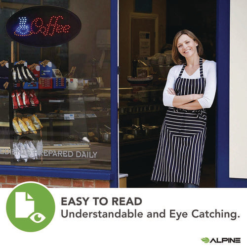 Alpine Industries Led Oval Coffee Sign 23x14 Black Frame Blue/red Graphics