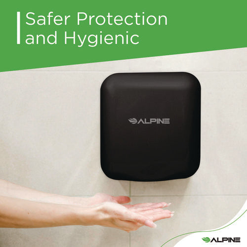 Alpine Industries Hemlock Commercial Automatic 120v Hand Dryer 6.69x11.41x12.31 Stainless Steel Black