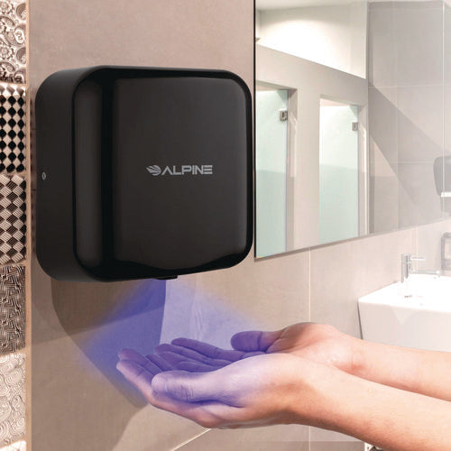 Alpine Industries Hemlock Commercial Automatic 120v Hand Dryer 6.69x11.41x12.31 Stainless Steel Black