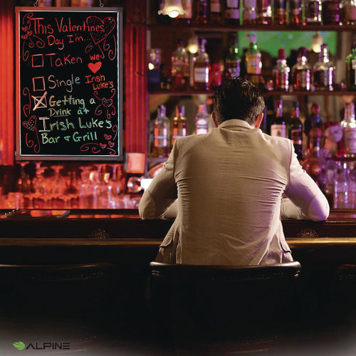 Alpine Industries Led Illuminated Hanging Message Writing Board 23.6"x31.5" Black Surface Black Aluminum Frame