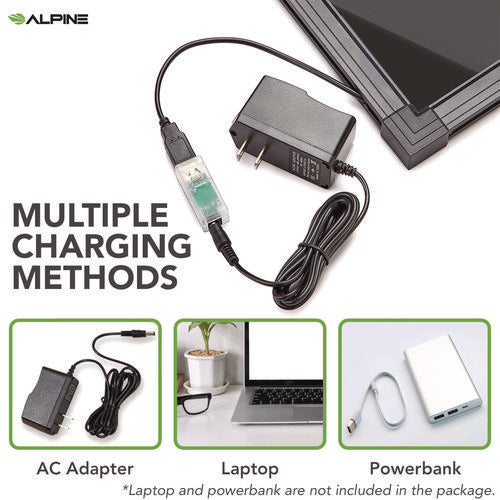 Alpine Industries Led Illuminated Hanging Message Writing Board 23.6"x31.5" Black Surface Black Aluminum Frame