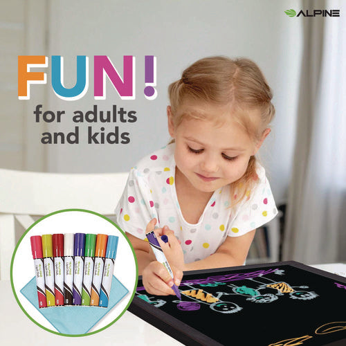 Alpine Industries Led Illuminated Hanging Message Writing Board 23.6"x31.5" Black Surface Black Aluminum Frame