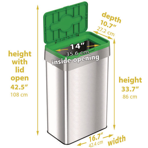 HLS Commercial Open Top Compost Bin With Color-coded Lid 21 Gal Plastic/stainless Steel Silver/green