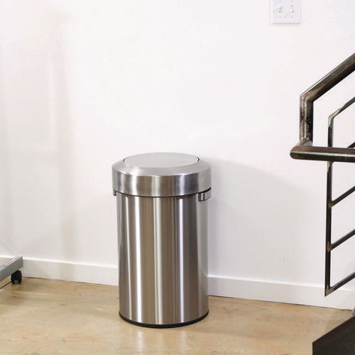 HLS Commercial Swing Top Trash Can 17 Gal Stainless Steel Silver