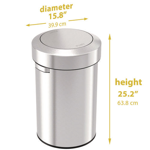 HLS Commercial Swing Top Trash Can 17 Gal Stainless Steel Silver