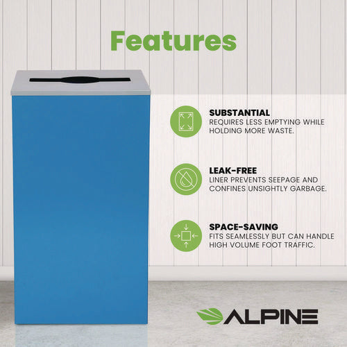 Alpine Industries 29 Gallon Trash/recycling Cans Steel Blue Can With Mixed Lid