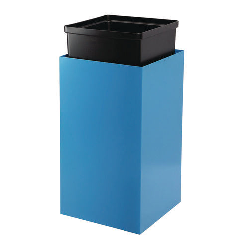 Alpine Industries 29 Gallon Trash/recycling Cans Steel Blue Can With Mixed Lid