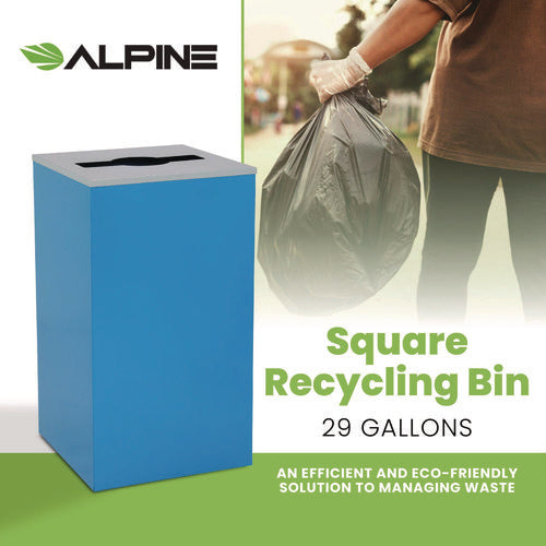 Alpine Industries 29 Gallon Trash/recycling Cans Steel Blue Can With Mixed Lid