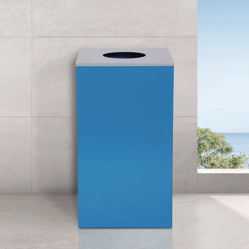 Alpine Industries 29 Gallon Trash/recycling Cans Steel Blue Can With Circle Lid