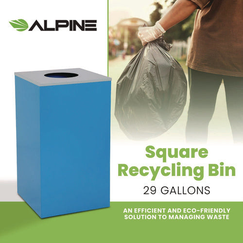 Alpine Industries 29 Gallon Trash/recycling Cans Steel Blue Can With Circle Lid