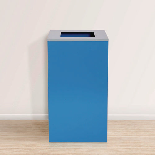 Alpine Industries 29 Gallon Trash/recycling Cans Steel Blue Can With Square Lid