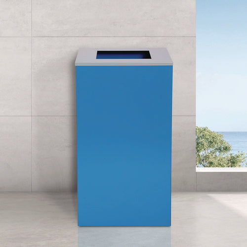 Alpine Industries 29 Gallon Trash/recycling Cans Steel Blue Can With Square Lid