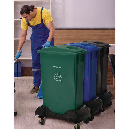 Alpine Industries Rectangular Trash Can Dolly 200 Lb Capacity 8.2x24.4x15.7 Black