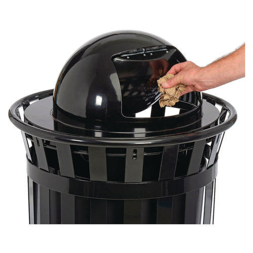 Global Industrial Outdoor Slatted Steel Trash Can Dome Lid 36 Gal Black