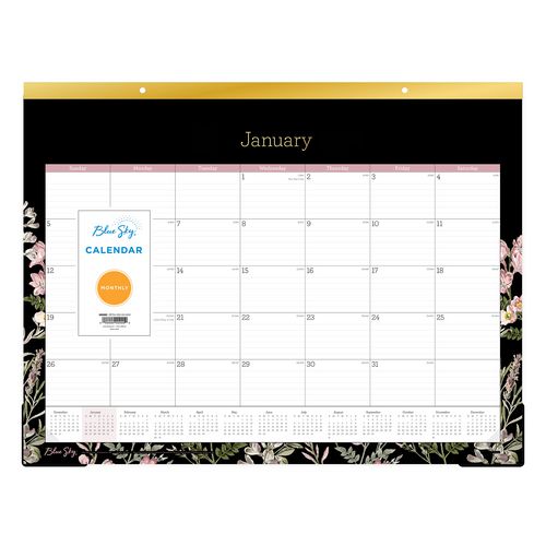 Blue Sky Neveah Monthly Desk Pad Calendar Floral Artwork 22"x17" White/black/pink Sheets Gold Headband 12-month (jan-dec): 2025