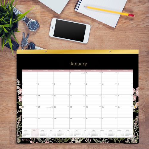 Blue Sky Neveah Monthly Desk Pad Calendar Floral Artwork 22"x17" White/black/pink Sheets Gold Headband 12-month (jan-dec): 2025