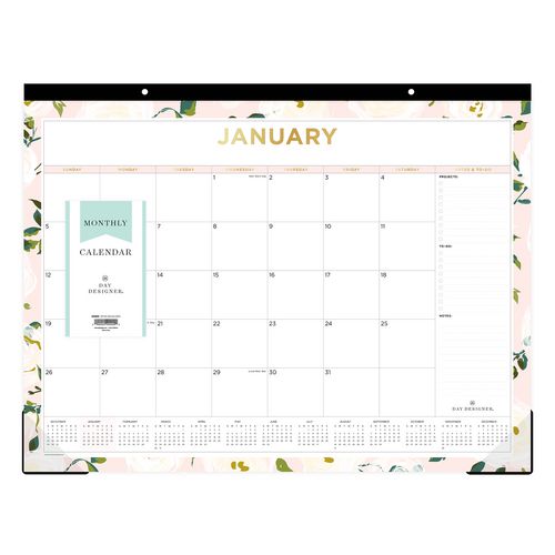 Blue Sky Day Designer Coming Up Roses Monthly Desk Pad Calendar Floral Artwork 22x17 Cream/blush Sheets 12-month (jan-dec): 2025