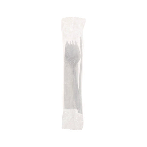 Pactiv Evergreen Fieldware Cutlery Kit 5.5" Spork 10x8 Napkin Standard Straw Mediumweight White 1000/Case