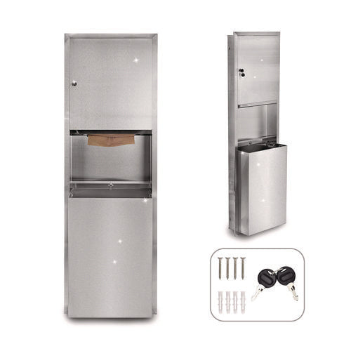 Alpine Industries Stainless Steel Recessed Paper Towel Dispenser With Waste Receptacle 56x4x17