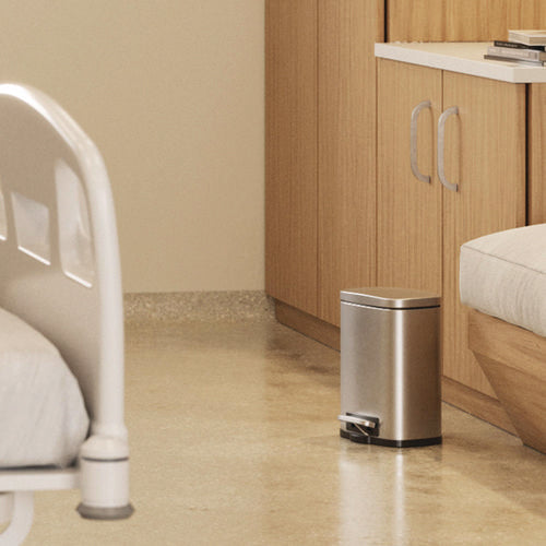 HLS Commercial Fire-resistant Step Pedal Trash Can 1.3 Gal Plastic/stainless Steel Silver