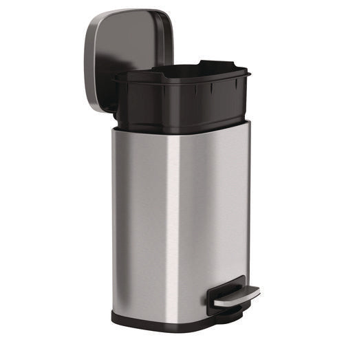 HLS Commercial Fire-resistant Step Pedal Trash Can 1.3 Gal Plastic/stainless Steel Silver