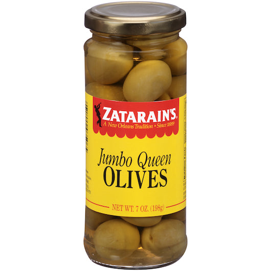 Zatarains Plain Queen Jumbo Olives Jar-7 oz.-12/Case
