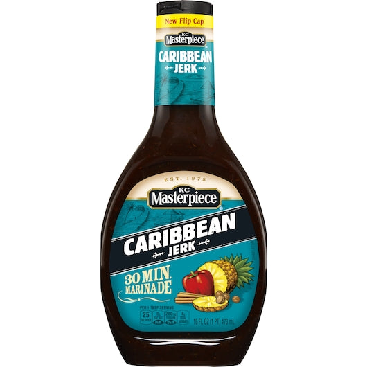 Kc Masterpiece Spiced Caribbean Jerk Marinade And Bbq Sauce Bottle-16 fl oz.-6/Case