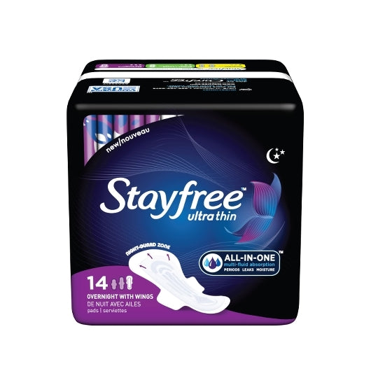 Stayfree Ultra Thin Overnight Pads With Wings-14 Count-8/Case