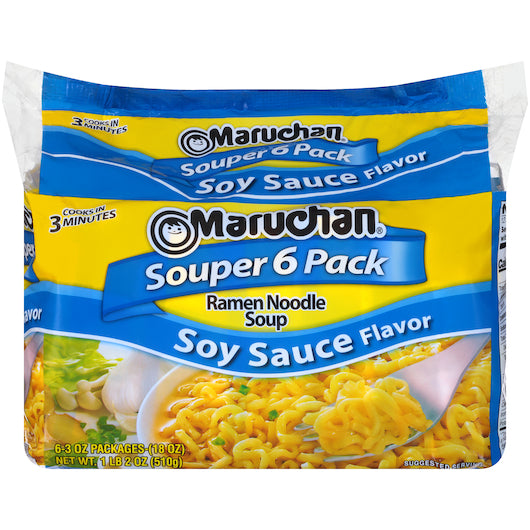 Ramen Souper 6 Pack Soy Sauce Flavored Ramen Noodle Soup 4/18 Oz.