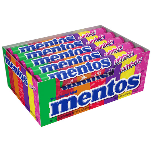 Mentos Rainbow Roll Vertical Showbox-1.32 oz.-15/Box-24/Case