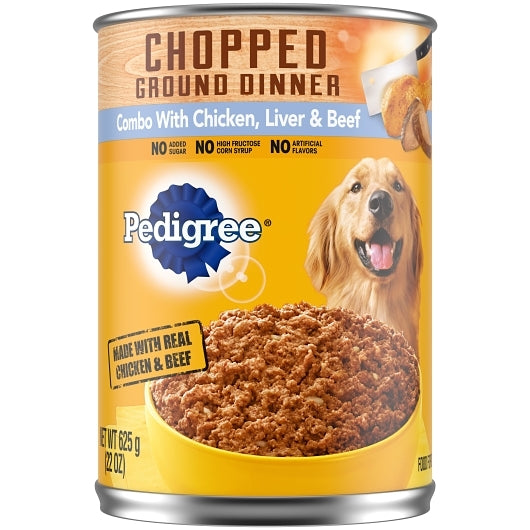 Pedigree Dog Food Chopped Combo Chicken & Beef Liver Canned-22 oz.-12/Case