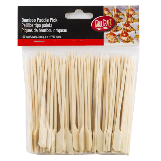 Tablecraft 4.5 Inch Bamboo Paddle Pick-100 Count