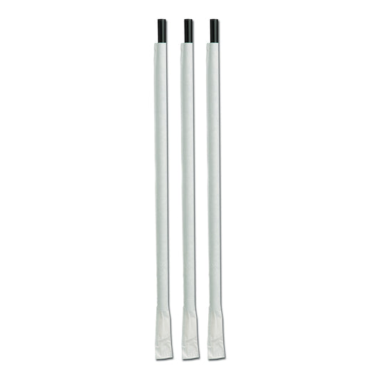 D & W Fine Pack 10.25 Inch Tall Giant Individually Wrapped Ebony Black Straw-300 Each-300/Box-4/Case