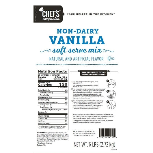 Chefs Companion Non Dairy Vanilla Soft Serve Mix-6 lb.-6/Case