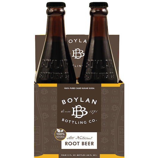 Boylan Bottling Natural Kind Root Beer Soda-12 fl oz.s-4/Box-6/Case