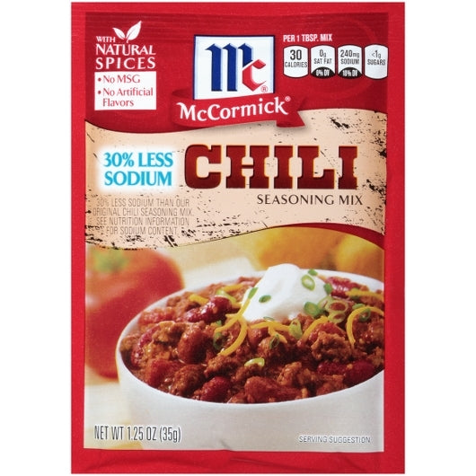 Mccormick Less Sodium Seasoning Mix Chili-1.25 oz.-12/Case