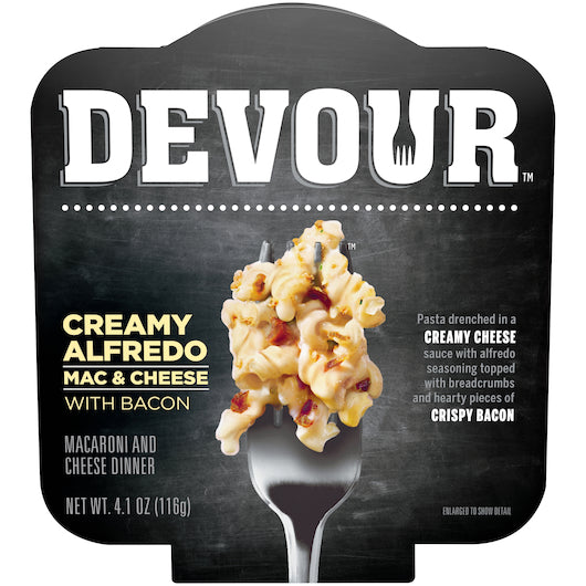 Devour Single Serve Mac N Cheese Alfredo & Bacon-4.1 oz.-6/Case
