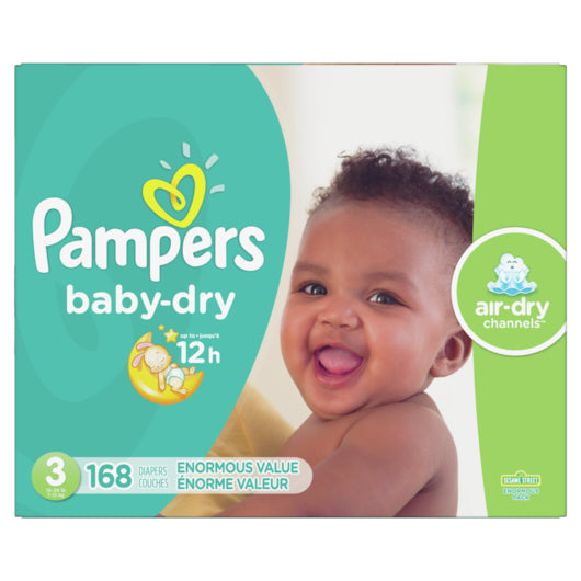 Pampers Baby Diaper Dry Size 3 Enormous 1/168 Cnt.