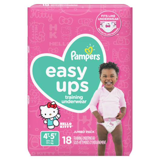 Pampers Easy Ups Jumbo Girl 4T 5T-18 Count-3/Case