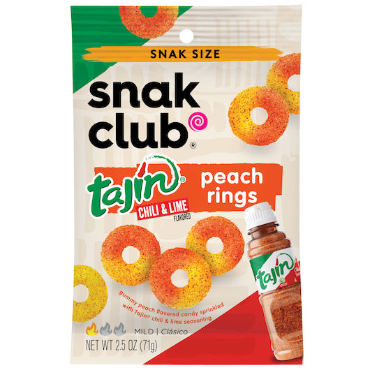 Snak Club Century Snacks Tajin Peach Rings Gummy Candy-2.5 oz.-12/Case