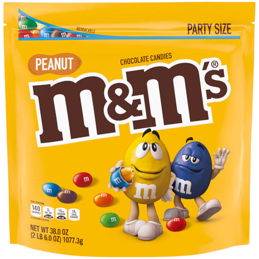 M&M's Peanut Xl Stand Up Pouch-38 oz.-6/Case MPN# 400823 – Round