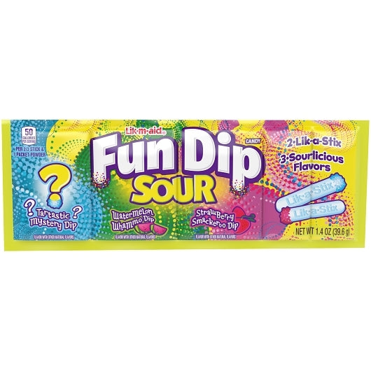 Lik-M-Aid Fun Dip Sour-1.4 oz.-24/Box-12/Case