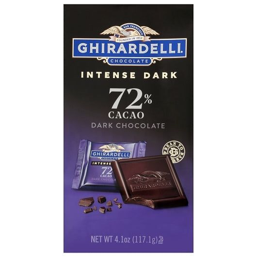 Ghirardelli 72% Cacao Twilight Delight Intense Dark Squares Bag-4.1 oz.-6/Case