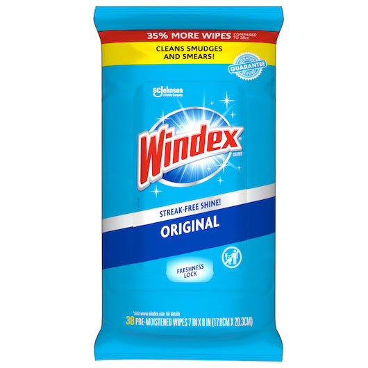 Windex Windex Original Glass Cleaning Wipes-38 Count-12/Case