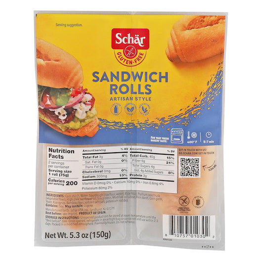 Schar Gluten Free Sandwich Rolls-5.3 oz.-7/Case