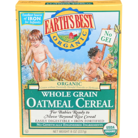 Earth's Best Whole Grain Oatmeal Cereal-8 oz.-12/Case