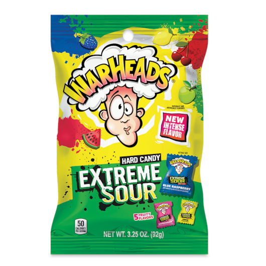 Warheads Extreme Sour Hard Candy Peg Bag Drc-3.25 oz.-8/Case